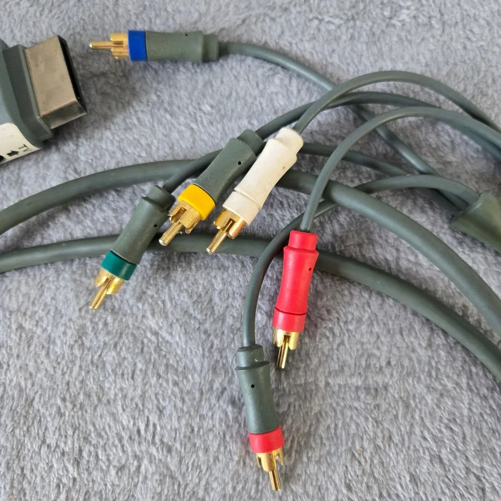 Microsoft Xbox 360 Component AV Cable Gold Plated RCA Video Lead Grey